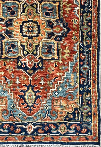 4x6.3 ft Modern Oushak Rug: Multicolored Hand Knotted Wool Bohemian Area Rug
