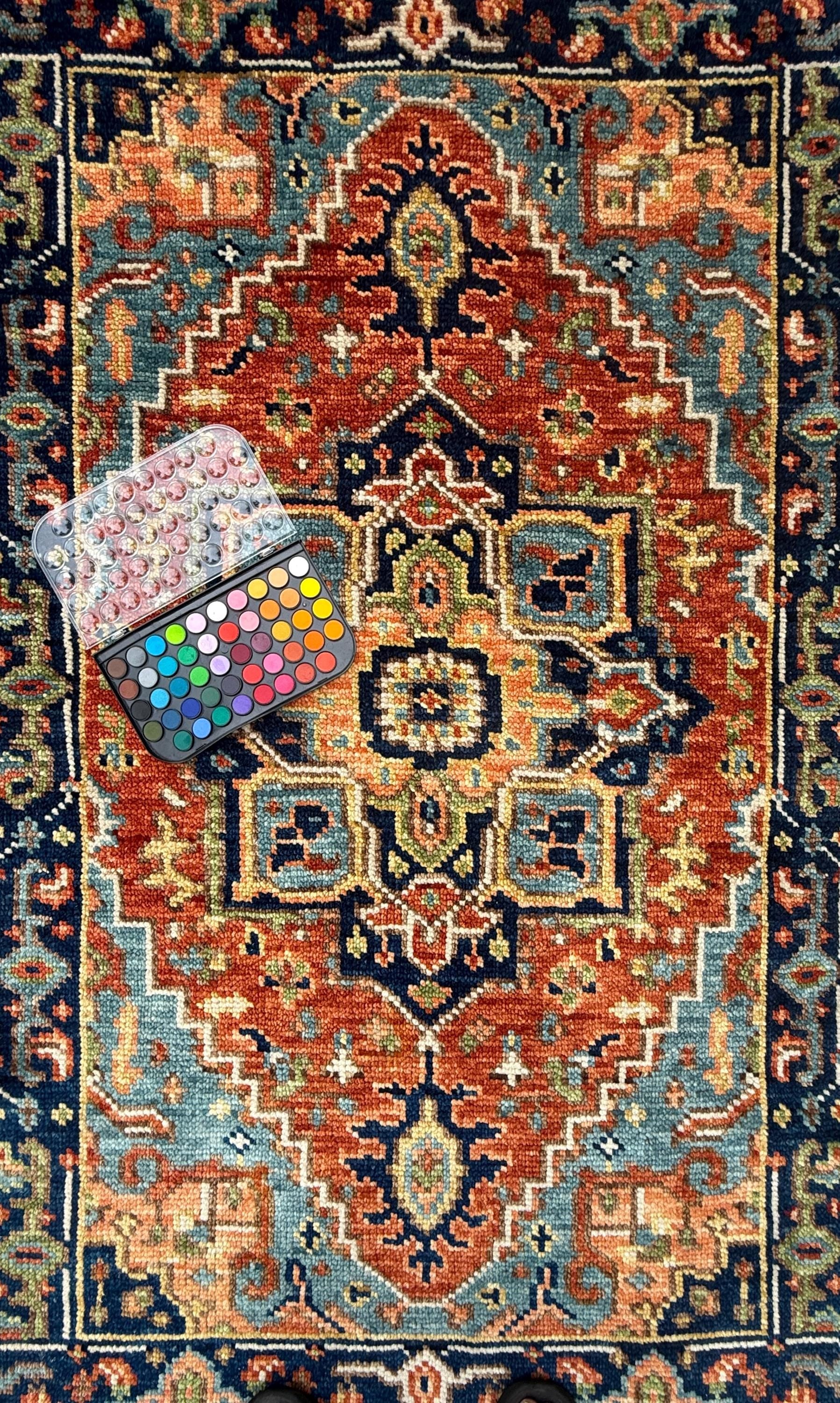 4x6.3 ft Modern Oushak Rug: Multicolored Hand Knotted Wool Bohemian Area Rug