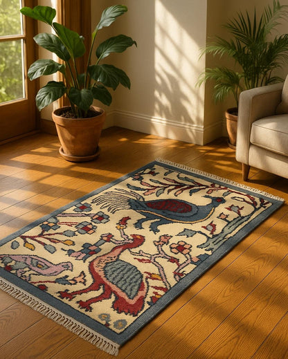 2x3 ft. Tree of Life Wool Rug: Handmade Turkish Oushak Carpet