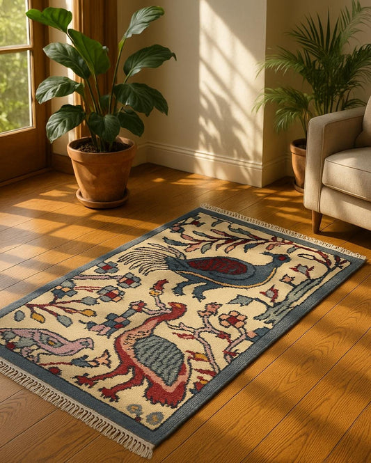 2x3 ft. Tree of Life Wool Rug: Handmade Turkish Oushak Carpet