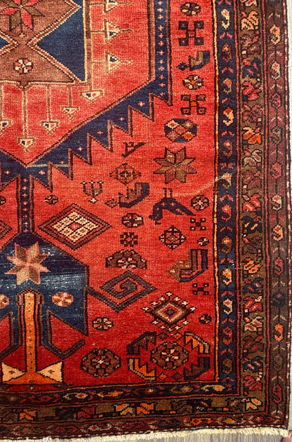 4x7 ft 1930s Vintage Tribal Wool Rug Hand-Knotted Anatolian Carpet