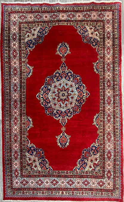 7x4 ft 1960s Amazing Hand Knotted Vintage Traditional Agra Wool Area Rug