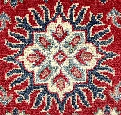 2.3x3.2 ft Hand Knotted Turkish Oushak Rug: Geometric Kazak Wool Rug