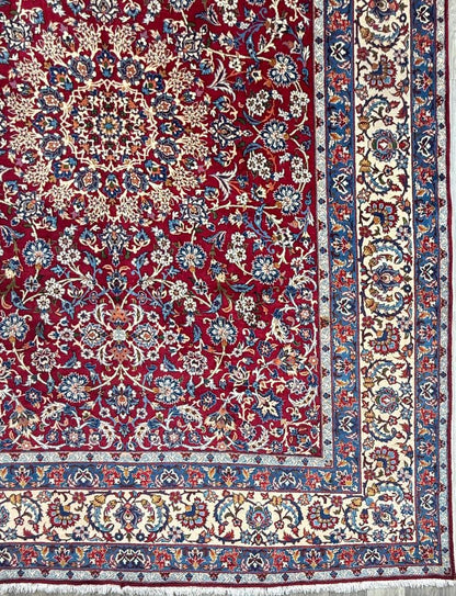 9x13 ft. Signed Vintage 1990s Tabriz Rug: Hand Knotted Wool Oriental Area Carpet