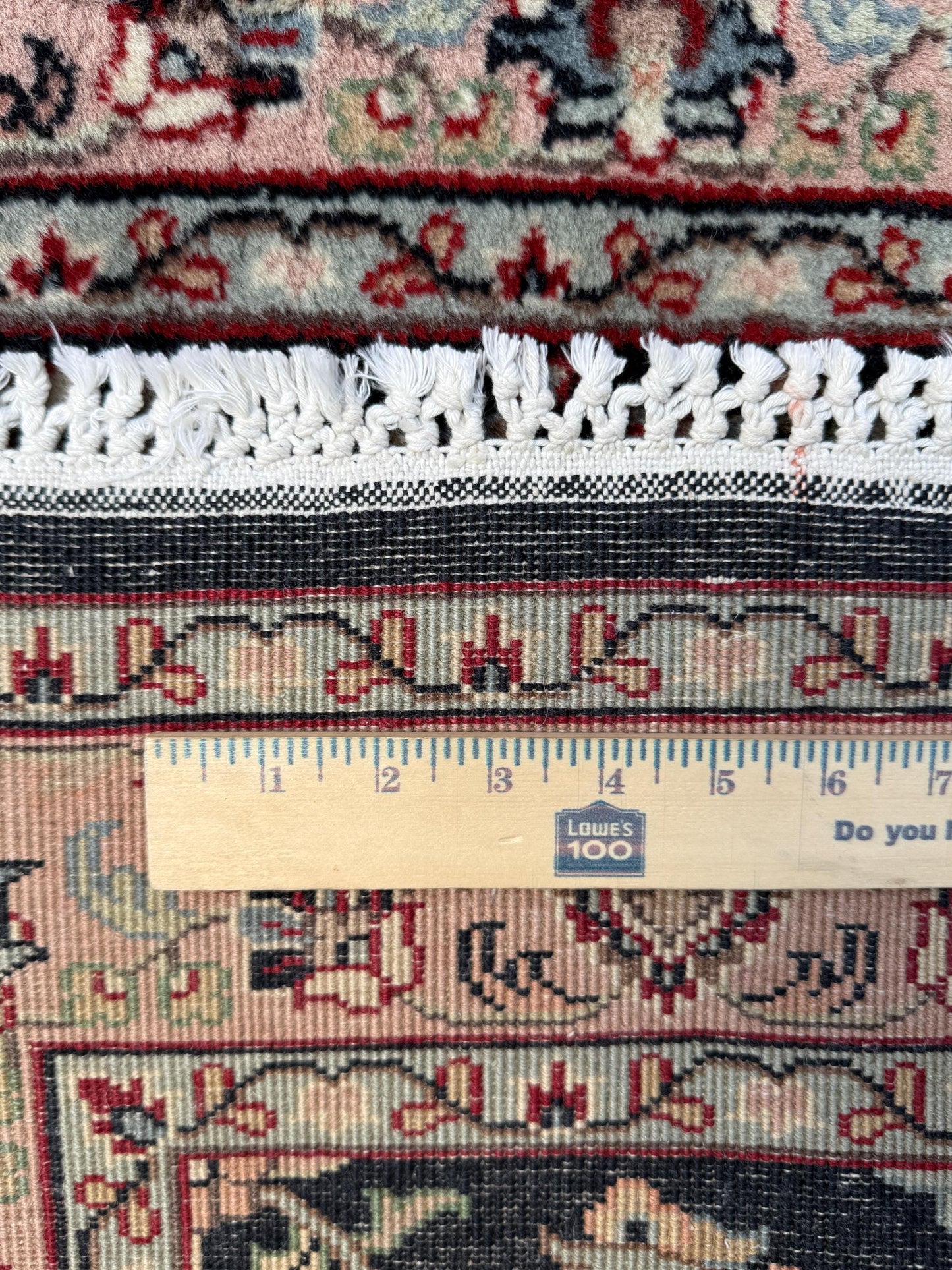 5x3 ft Vintage Agra Rug – Hand Knotted Wool Carpet with Black Floral Tabriz Design