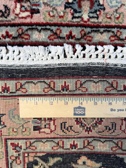 5x3 ft Vintage Agra Rug – Hand Knotted Wool Carpet with Black Floral Tabriz Design