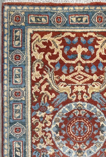 3x5 ft Hand Knotted Wool Oushak Rug: Tree of Life and Birds Design