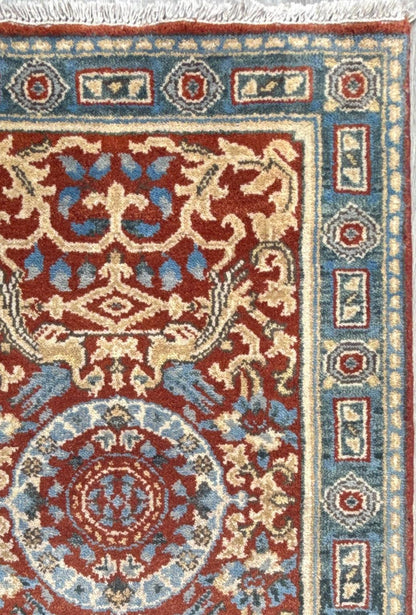 3x5 ft Hand Knotted Wool Oushak Rug: Tree of Life and Birds Design