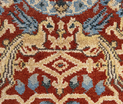 3x5 ft Hand Knotted Wool Oushak Rug: Tree of Life and Birds Design