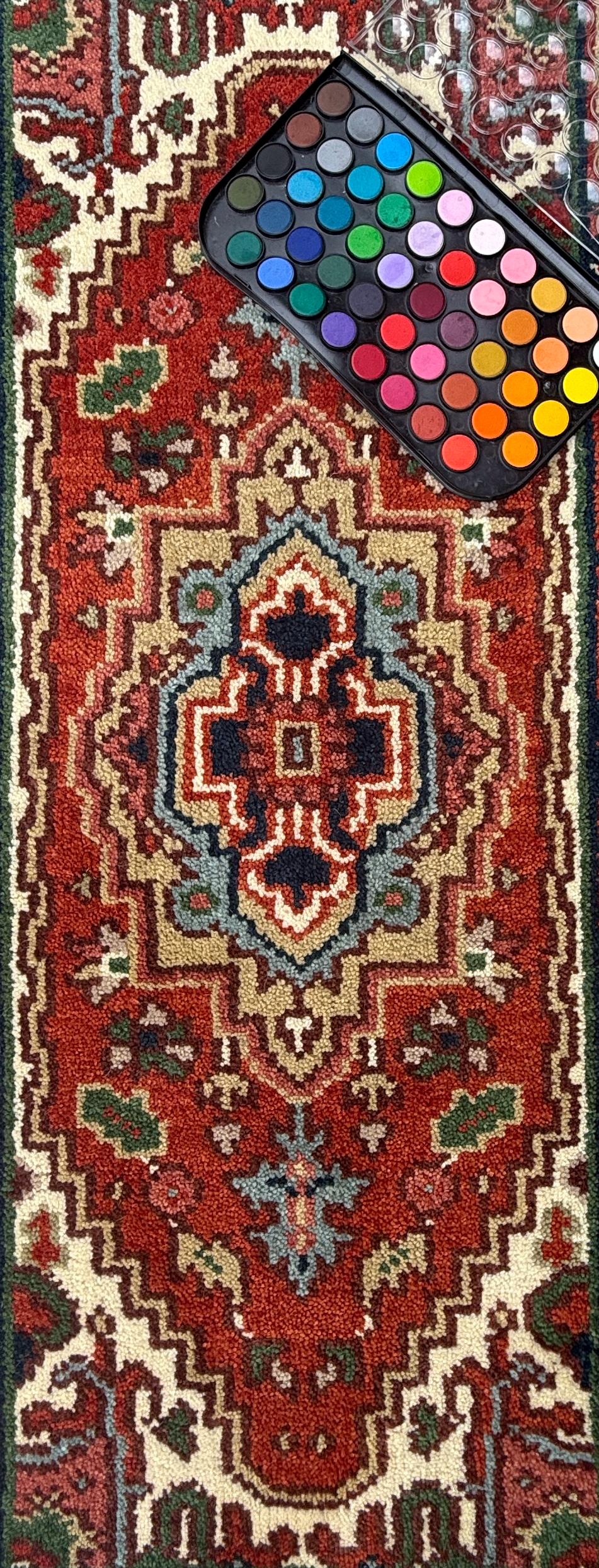 2x4 ft. Hand Knotted Heriz Wool Rug: Geometric Kilim