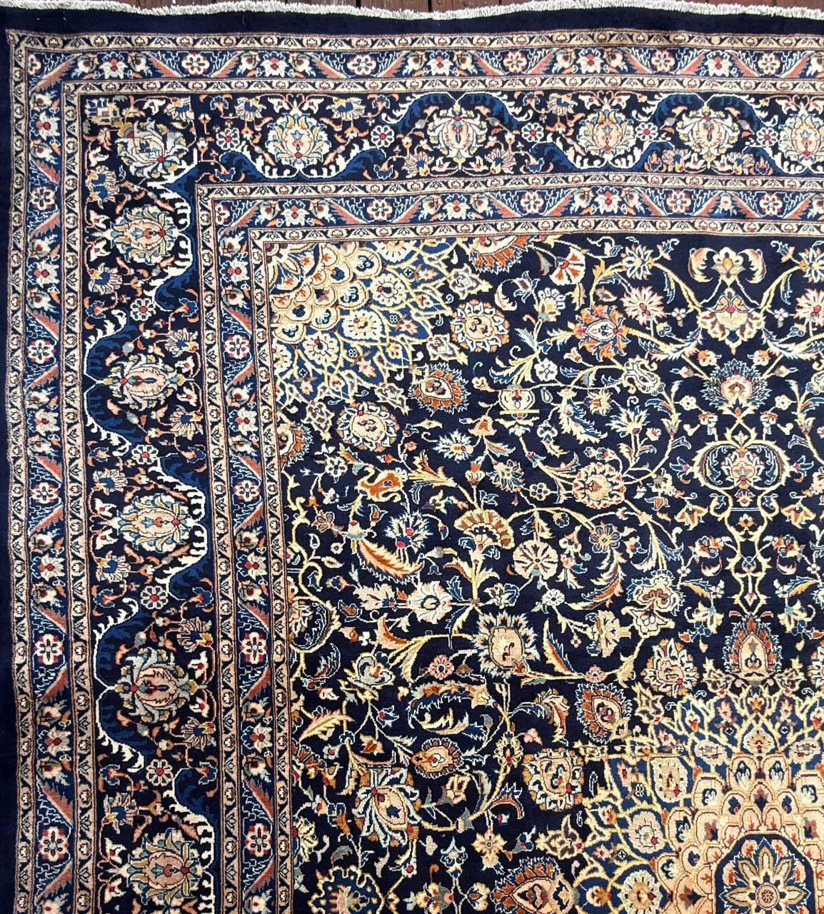 10x12 ft Vintage 1930s Royal Design Rug: Hand Knotted Wool Carpet, Bohemian Oriental Large Area Rug