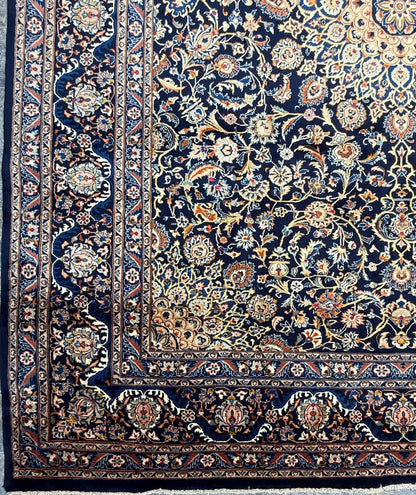 10x12 ft Vintage 1930s Royal Design Rug: Hand Knotted Wool Carpet, Bohemian Oriental Large Area Rug