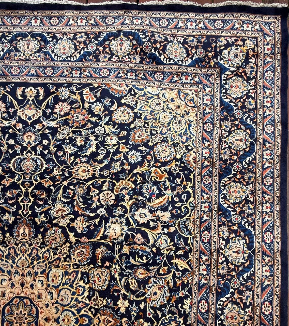 10x12 ft Vintage 1930s Royal Design Rug: Hand Knotted Wool Carpet, Bohemian Oriental Large Area Rug