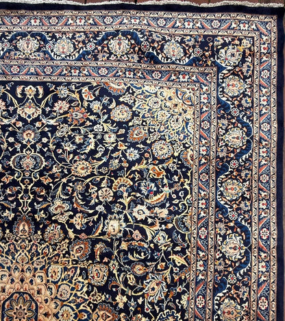 10x12 ft Vintage 1930s Royal Design Rug: Hand Knotted Wool Carpet, Bohemian Oriental Large Area Rug