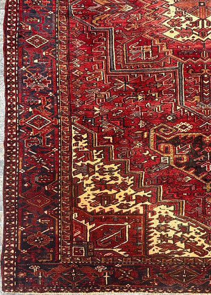 9x12.5 ft Tribal Anatolian Geometric 1930s Vintage Rug: Hand Knotted Wool Carpet, Oriental Large Area Rug