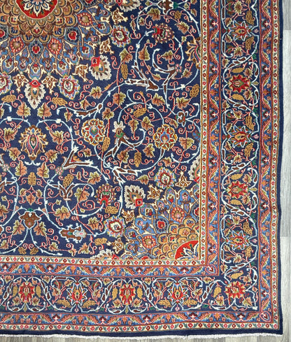 10x13 ft. 1960s Hand Knotted Kashmar Rug: Vintage Gonbad Wool Area Rug