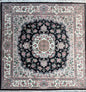 8x8 ft Signed 1970s Hand-Knotted Tabriz Rug: Silk & Wool Vegetable Dye Carpet