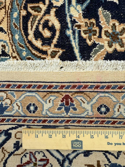 11x8 ft Vintage 1960s Naeen Wool Silk Touch Rug: Hand Knotted Oriental Carpet, Large Area Accent