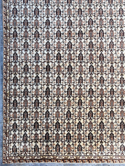 9x7 ft Moroccan Vintage Wool Rug, 1990s Hand Knotted Tribal Berber Carpet, Bohemian Area Rug