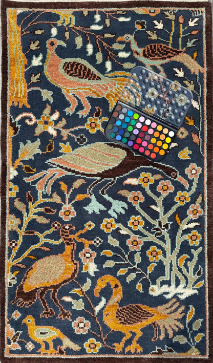 3x5 ft Oushak Hand Knotted Rug: Vintage Tree of Life & Birds Design Wool Bohemian Area Carpet