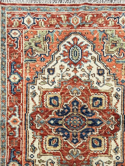 4x6 ft Oushak Bohemian Turkish Rug: Hand Knotted Contemporary Wool Area Rug