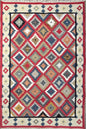 4x6 ft Hand Knotted Kilim Rug: Wool Geometric Flatweave