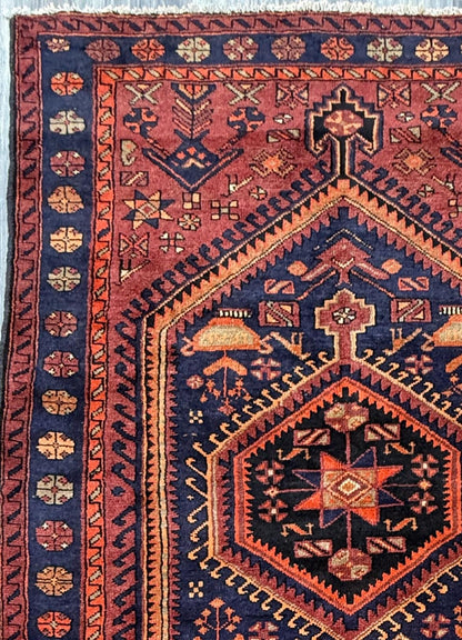 4.8x7 ft Geometric Village Rug, 1930s Vintage Hand Knotted Wool Carpet, Anatolian Oriental Area Rug