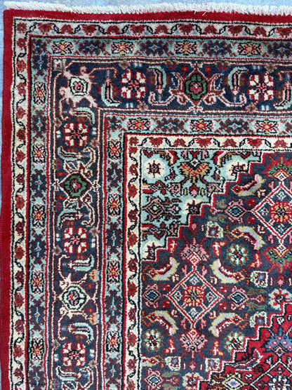 8x6 ft 1960s Vintage Wool Rug: Hand Knotted Bijar Tribal Oriental Carpet