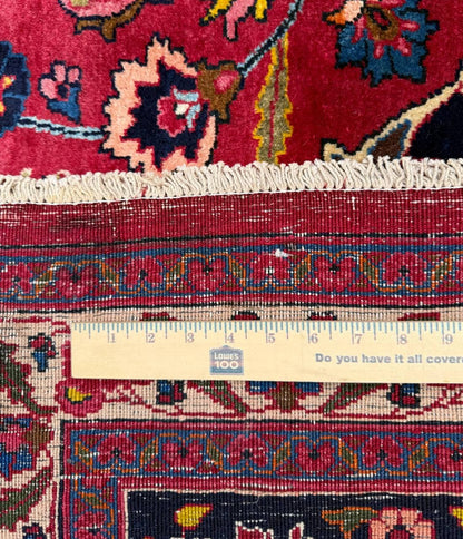 10x13.2 ft Signed 1940s Vintage Tabriz Rug: Royal Design Bohemian Hand Knotted Wool Oriental Large Carpet