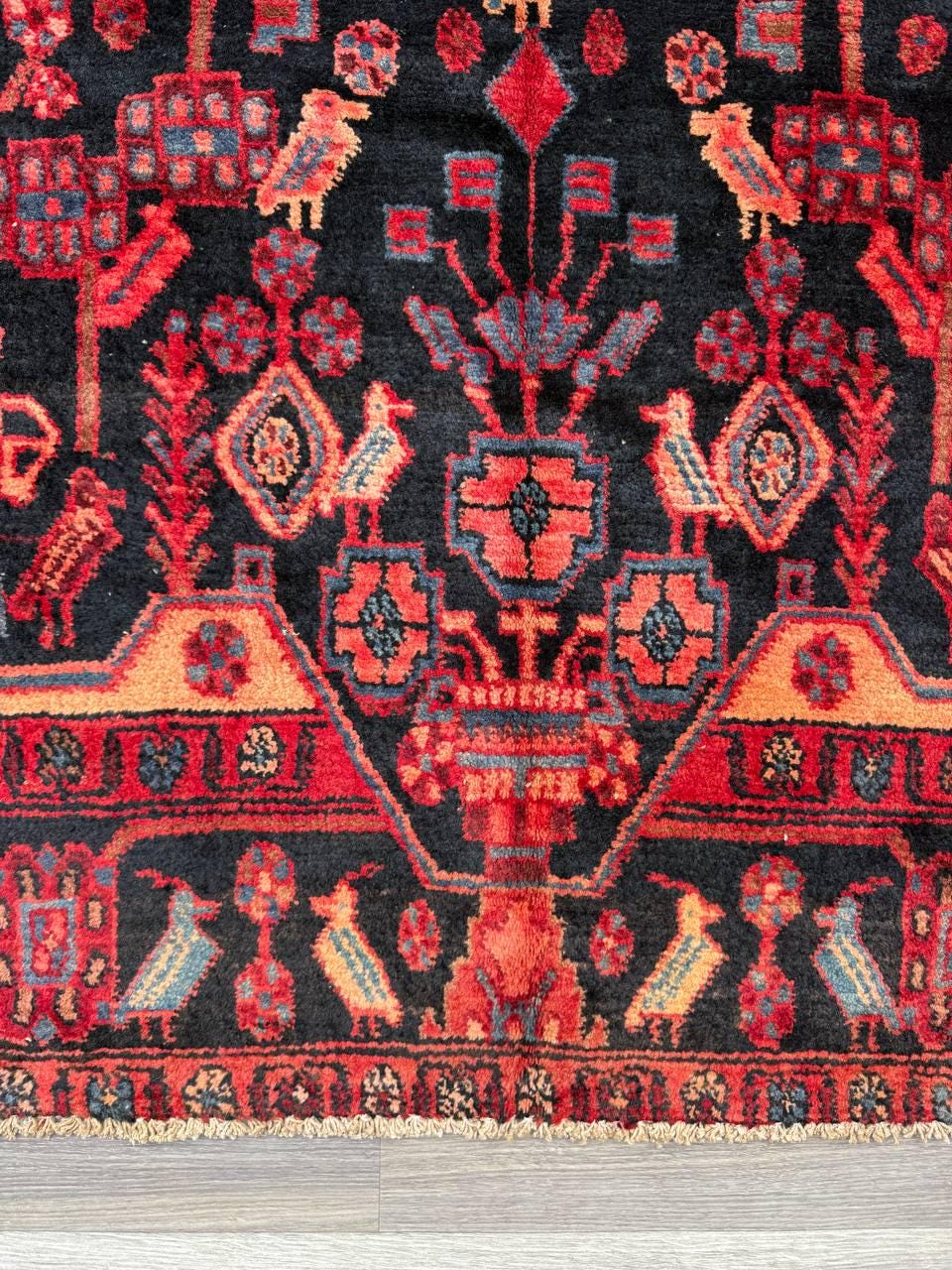 5.2x9 ft Vintage 1930s Anatolian Tribal Rug: Hand Knotted Geometric Village Wool Oriental Carpet