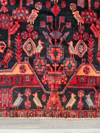 5.2x9 ft Vintage 1930s Anatolian Tribal Rug: Hand Knotted Geometric Village Wool Oriental Carpet