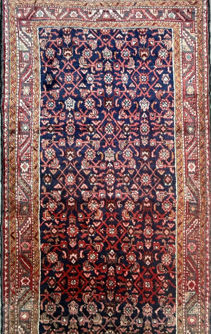 3.10x11 ft Anatolian Vintagev1930s Geometric Runner: Hand Knotted Wool Oriental Village Rug