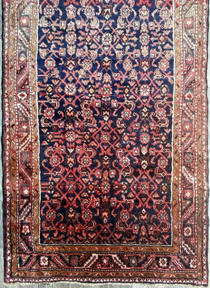 3.10x11 ft Anatolian Vintagev1930s Geometric Runner: Hand Knotted Wool Oriental Village Rug