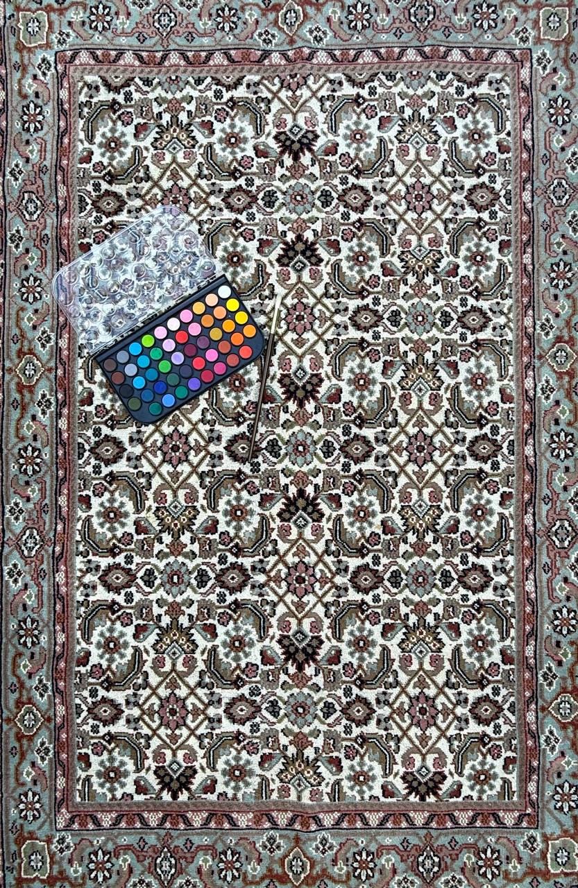 6x4 ft Vintage Bijour 1980s Tribal Wool Rug: Hand Knotted Oriental Geometric Area Carpet