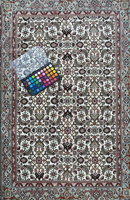 6x4 ft Vintage Bijour 1980s Tribal Wool Rug: Hand Knotted Oriental Geometric Area Carpet