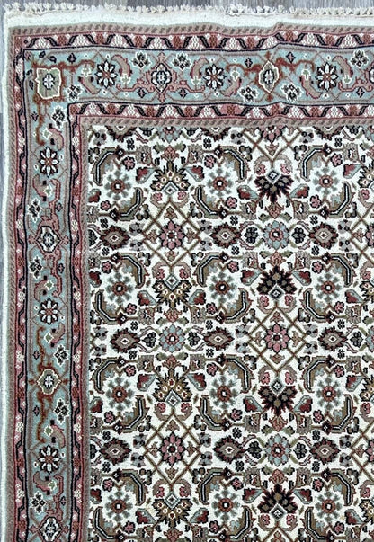 6x4 ft Vintage Bijour 1980s Tribal Wool Rug: Hand Knotted Oriental Geometric Area Carpet