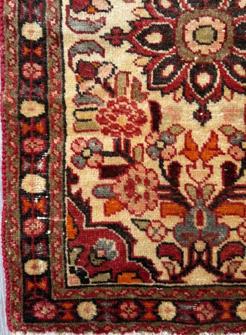 1930s Turkish Village Rug: Hand-Knotted Wool Geometric Accent Carpet 2.1x3.1 ft