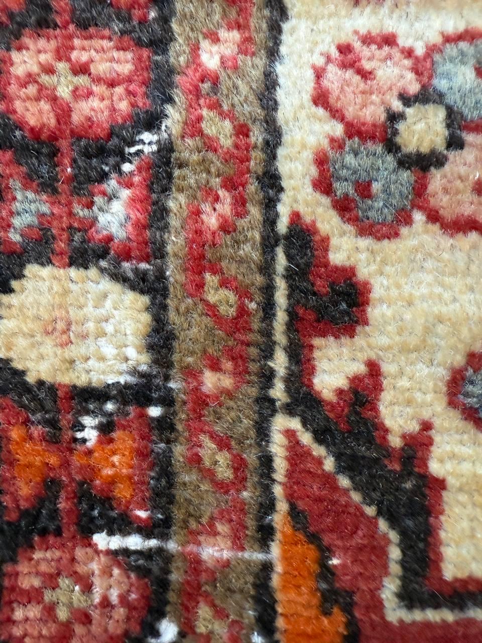 1930s Turkish Village Rug: Hand-Knotted Wool Geometric Accent Carpet 2.1x3.1 ft