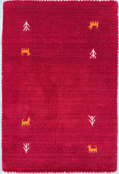 2x3 ft Bohemian Gabbeh Rug, New Hand Made Gabbeh Contemporary Wool Oriental Small Area Carpet