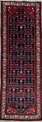 3x10 ft Vintage 1970s Hamidoun Runner Rug: Hand Knotted Wool Tribal Hallway Village Design Carpet