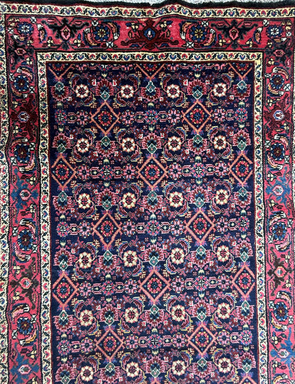 12x3 ft Antique 1950s Malayaar Runner Rug: Hand Knotted Wool Tribal Hallway Carpet, Vintage Nomadic Design