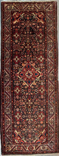3.8x9.10 ft Vintage 1930s Anatolian: Hand Knotted Wool Village Carpet, Geometric Tribal Design