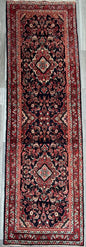 3.6x11 ft Vintage 1930s Runner Rug: Hand Knotted Wool Anatolian Tribal Carpet