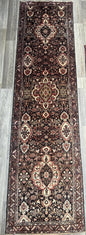 3.6x13.8 ft Vintage 1930s Anatolian Runner Rug: Village Hand Knotted Wool Carpet, Long Geometric Tribal Design