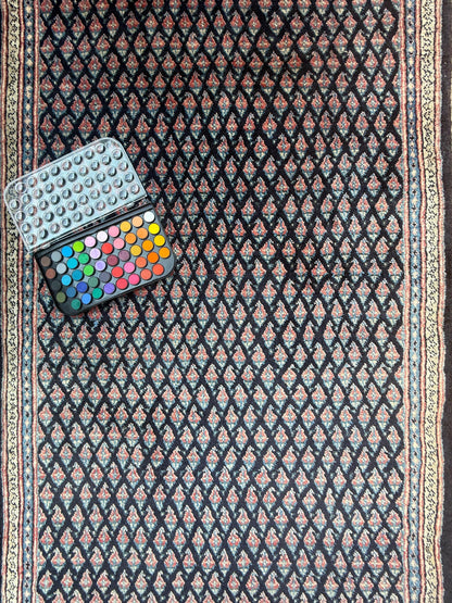 3.4x9.1 ft Vintage 1930s Runner Rug: Farmhouse Anatolian Village Carpet, Hand Knotted Wool Geometric Tribal Design