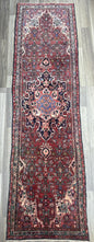 3.5x12.8 ft Vintage 1930s Runner Rug: Hand Knotted Wool Anatolian Carpet, Village Made Geometric Tribal Design
