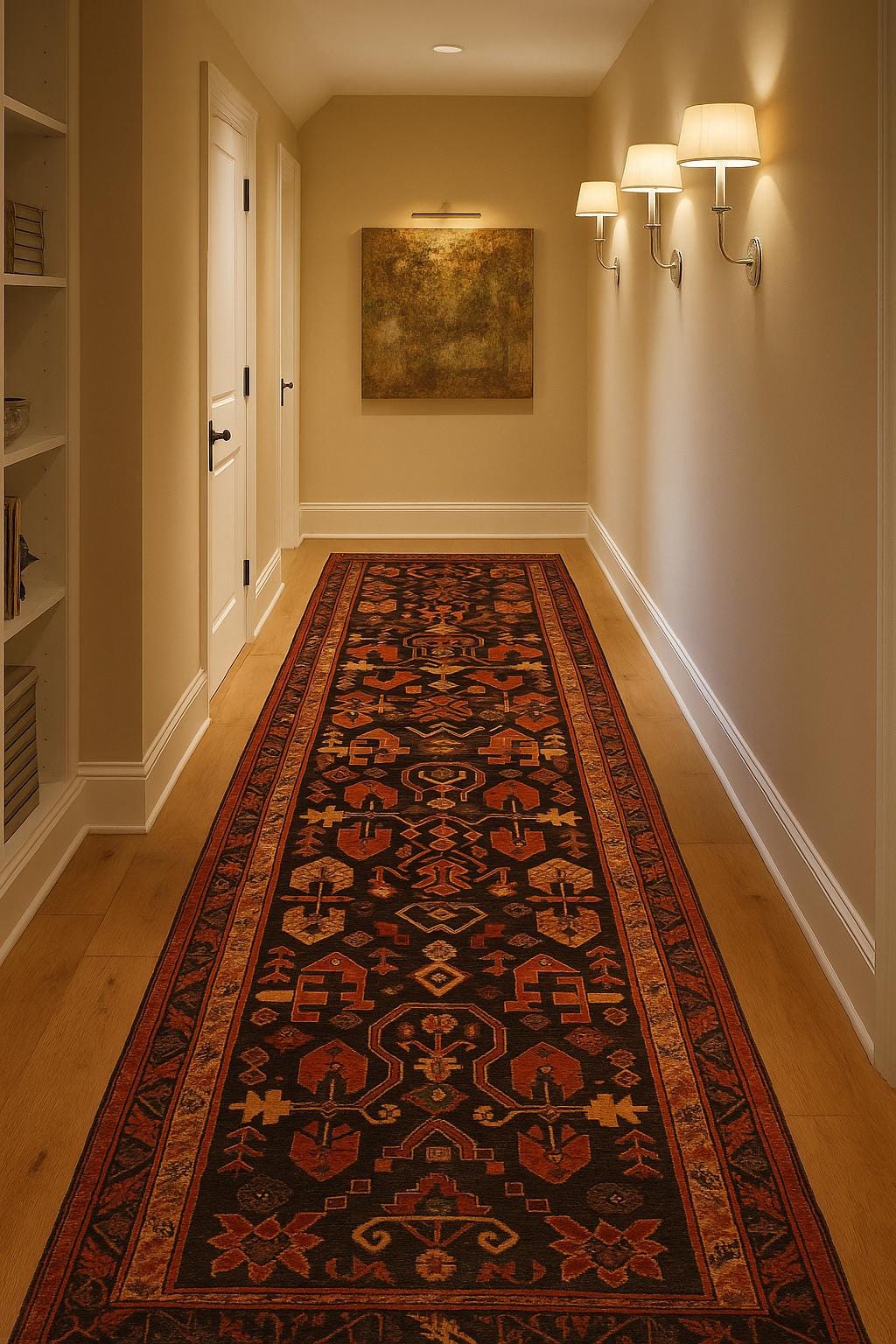 3.6x13.8 ft Vintage 1930s Runner Rug: Anatolian Village Carpet, Hand Knotted Wool Long Geometric Tribal Rug