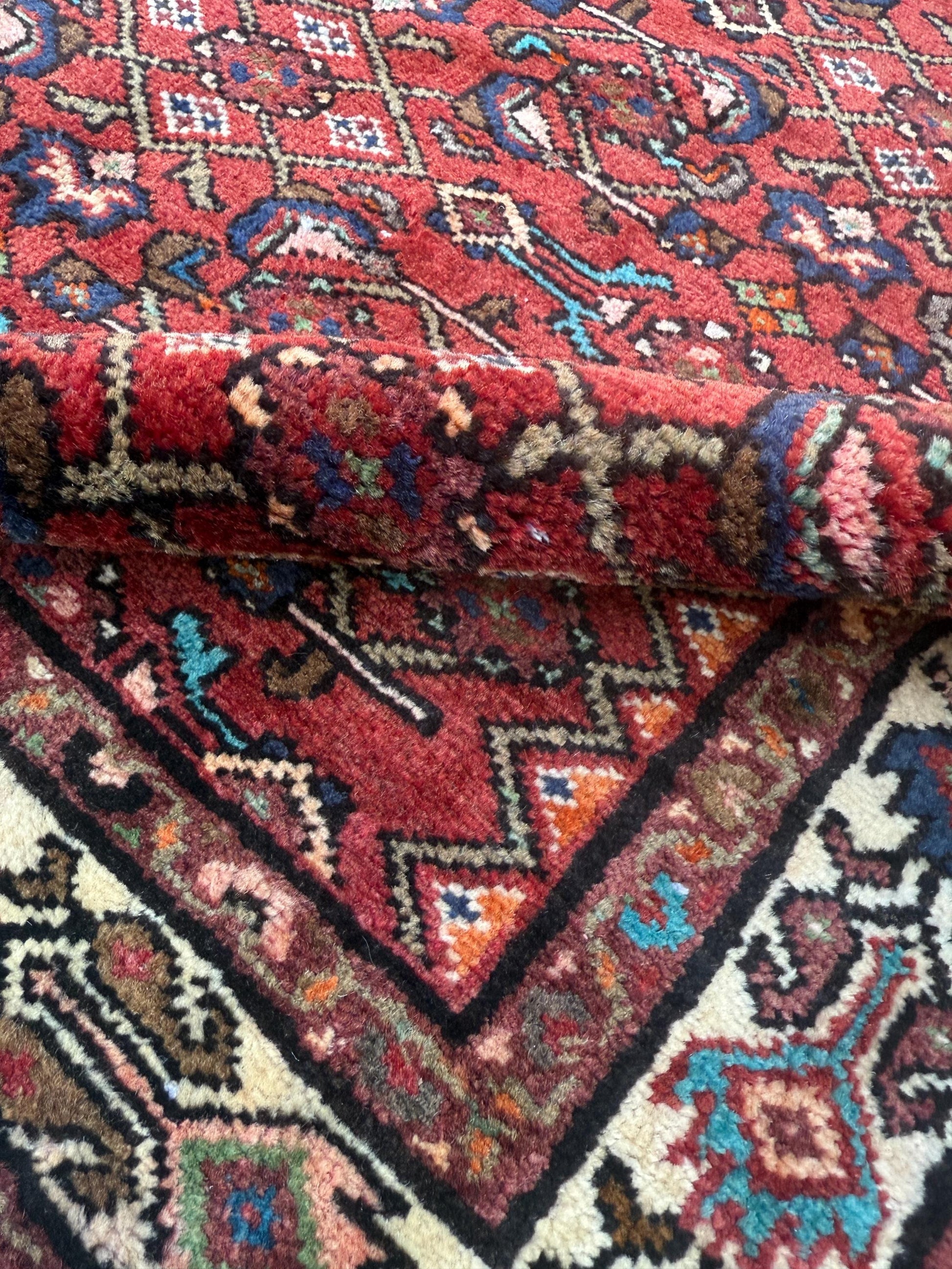 4x11 ft. Vintage 1940s Runner Rug: Hand Knotted Wool Anatolian Village Geometric Carpet
