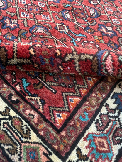 4x11 ft. Vintage 1940s Runner Rug: Hand Knotted Wool Anatolian Village Geometric Carpet