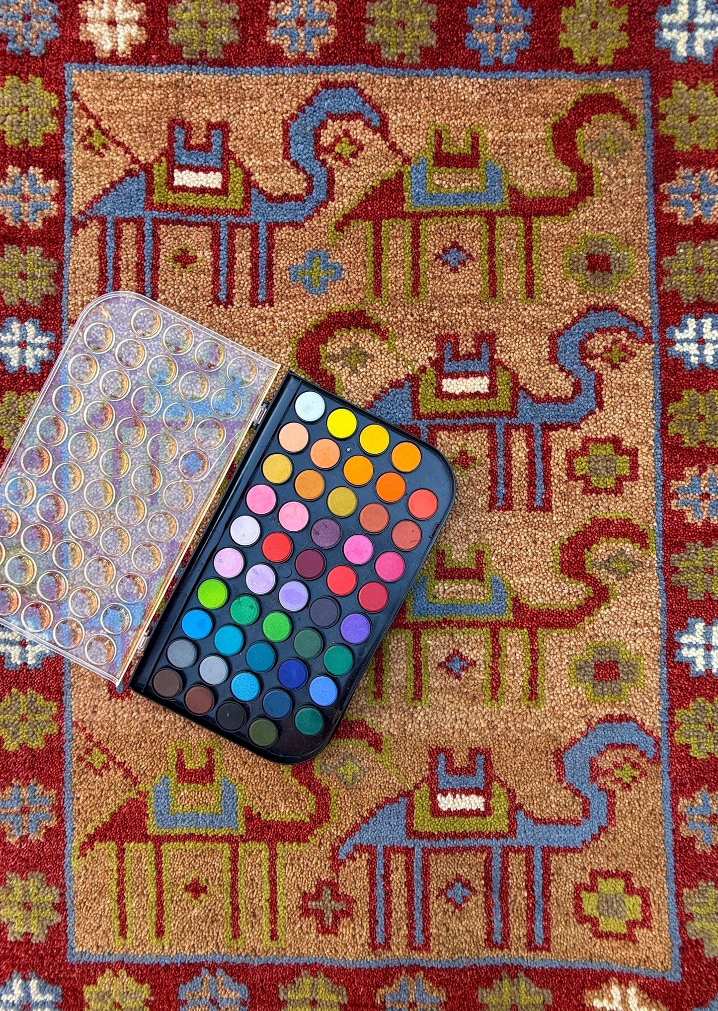 2x3 ft Anatolian Small Hand-Knotted Rug: Geometric Wool Accent Carpet